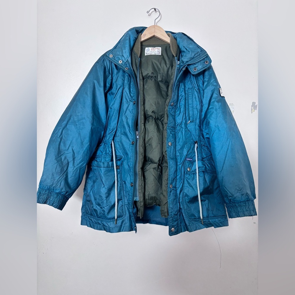 London Fog 1980s‎ Vintage Teal and Olive Jacket Insulated Coat